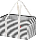 LHZK Standing Utility Tote Bag with Metal Wire Frame and the Sides Rinforced, Large Tote Bag with Handle, Reusable Grocery