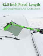 HEEYA 42.5 Inch Car Scraper Snow Brush, 12.6 Inch Large Brush Head with Ice Scraper for Window Windshield, Portable Snow Scraper for SUV Truck Vehicle Jeep RV Auto - Green