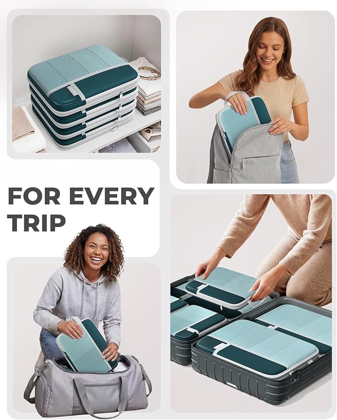 Percover Compression Packing Cubes 10-Piece Set, Packing Cubes Compression for Travel with Toiletry Bag, Laundry & Shoe Bag, 