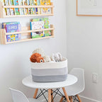 OrganiHaus Cotton Rope Basket for Shelf - Woven Storage Basket for Organizing, Closet & Toy Storage - 3-Toned Gray - 15x9x10