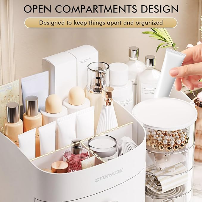 Makeup Organizer Countertop with Drawers, Make up Organizers for Vanity, Skincare Jewelry Earring Organizers, Cosmetic Displa