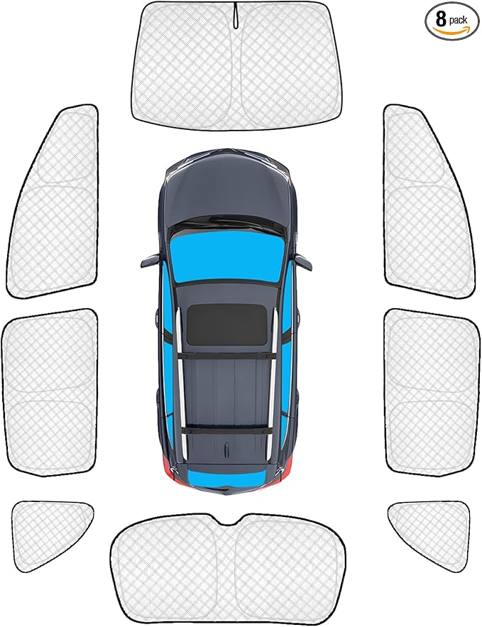 KMF 8pcs Thicken Sun Shades for Honda CR-V 2017-2022 Accessories, CRV Sunshade Full Car Window Covers for Windshield Side Rear, UV Block and Blackout Privacy for Camping Outdoor