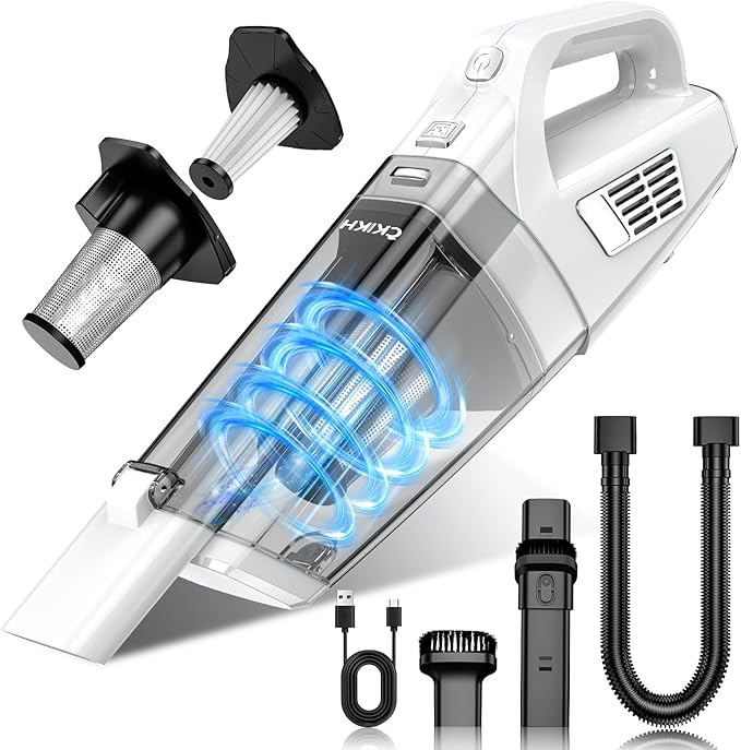 Handheld Vacuum Cordless, 15000PA Strong Suction Hand Held Car Vacuum Cleaner Portable with Multi-Nozzles & Washable Filter, 