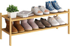 BMOSU 2-Tier Bamboo Extended Shoe Rack Premium Stackable Shoe Shelf Storage Organizer for Hallway Closet Living Room Entryway