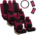 FH Group Light & Breezy Cloth Car Seat Covers, 7 Seater Three Row Set- Airbag & Split Ready -Universal for Cars Trucks and SU