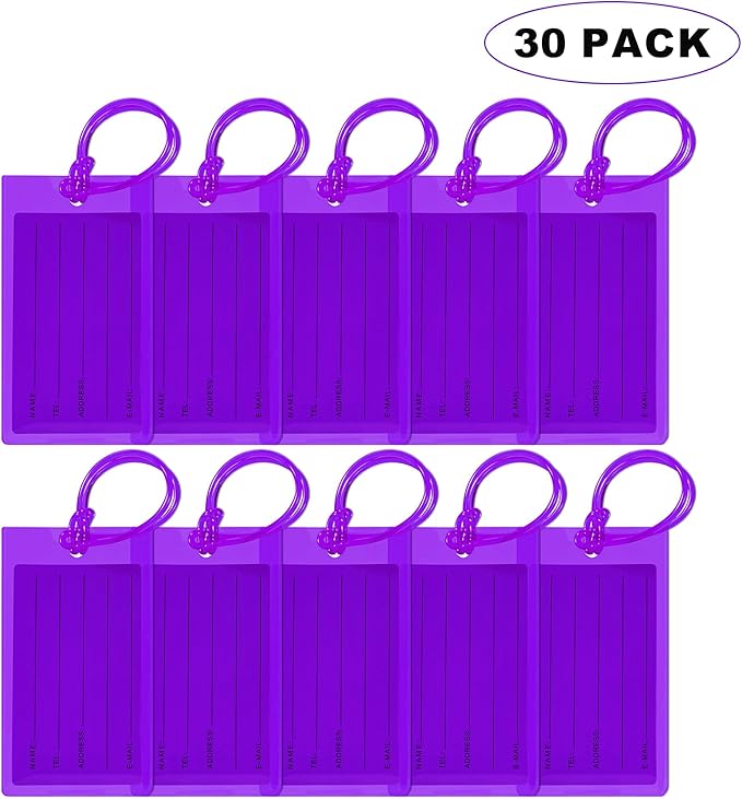30 Pack Luggage Tags for Suitcases, Airplane Travel Essentials for Flying, International Travel Must Haves, and Luggage Acces