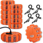 USB Rechargeable LED Road Flares Emergency Lights-Roadside Warning Car Safety Beacon Flashing Disc Flare Kit with Magnetic Ba