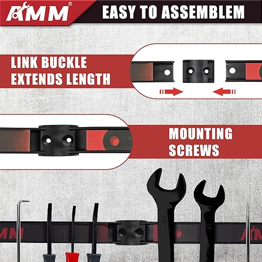 AMM 8PCS Magnetic Tool Holder Strip, 12" Heavy Duty Tool Organizer Magnetic Strip with Mounting Screws, Tool Magnet Bar for T