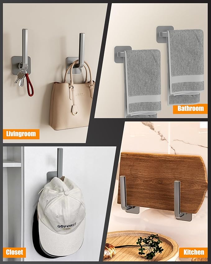 Hat Rack for Hat Storage(8-Pack), Multi-Purpose Hat Organizer, Strong Adhesive Hat Hooks for Wall, Hat Organizer for Baseball