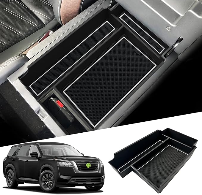 SHAOHAO for 2025 2026 Nissan Pathfinder Center Console Organizer Tray 2022 2023 2024 2025 2026 Pathfinder S/SV/SL/Rock Creek/Platinum Armrest Storage Box Pathfinder 2025 2026 Accessories Organizer