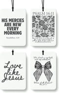 Dark Coquette Bow Floral Christian Car Air Freshener 4 Pcs, Preppy Girly Religious Hanging Air Freshener for Cars Closet Draw