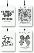Dark Coquette Bow Floral Christian Car Air Freshener 4 Pcs, Preppy Girly Religious Hanging Air Freshener for Cars Closet Draw