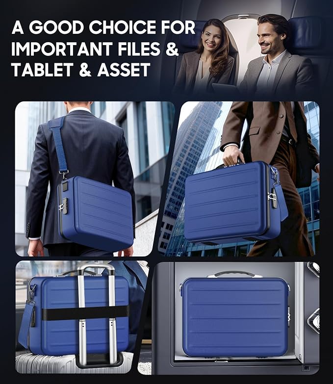 Fireproof Document Box with Lock, Hard-Shell Fireproof Safe for Home Documents, Portable Travel Fire Proof File Box for Passp
