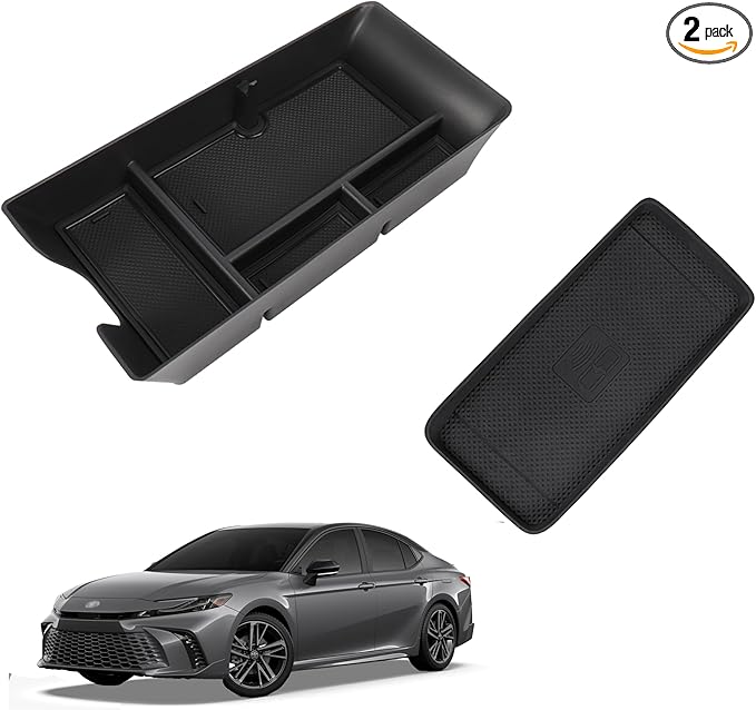 Center Console Organizer Compatible with 2025-2026 Toyota Camry Accessories, Armrest Storage Box Glove Organizer Tray Secondary Insert Charging Zone Anti-Slip Mat with Sunglasses