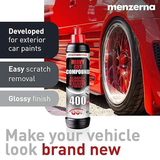 menzerna Scratch and Swirl Remover Kit I Car polishing Set with Menzerna Heavy Cut 400 (8oz) and 3,5 Inch Polishing Pad I Deep Scratch Repair Kit for All Types of Vehicles