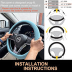 PINCTROT D Shaped Nappa Leather Steering Wheel Cover, Slim Fit No Bulk Design, One Piece Leather with Breathable Perforation,