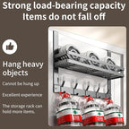 Over The Door Hooks Organizer, Coat Rack Over The Door Storage Hanger Towel Rack with Mesh Baskets and 10 Hooks, Back of Door