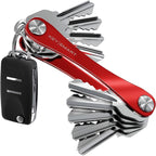 KeySmart Original Key Holder - Compact Key Organizer for Key Chain, Minimalist Clutter-Free EDC Keychains Key Ring, Red, 14 K
