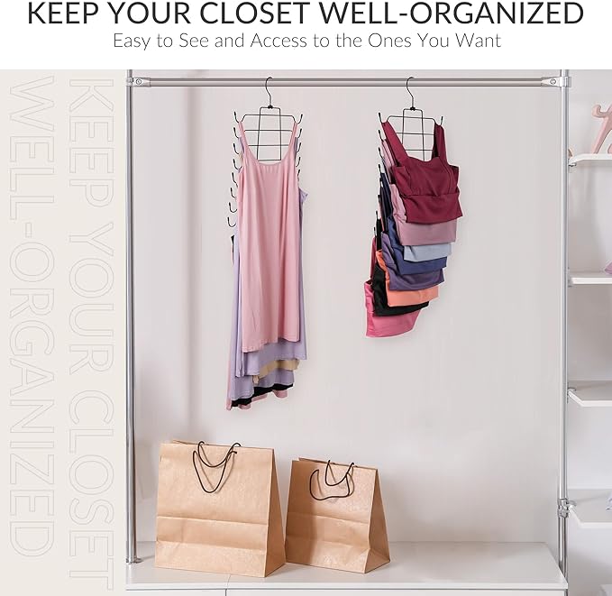 ZEDODIER 2 Pack Tank Top Hanger Space Saving, Bra Hangers for Closet Organizer, Hanging Bra Organizer Tank Tops Holder with 1