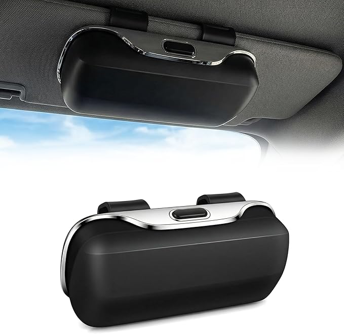Sun Visor Sunglass Holder for Car, Protective Clip-on Sun Glasses Case for Car, Universal Sunglass Organizer for SUV, Sedan & Truck (Black)