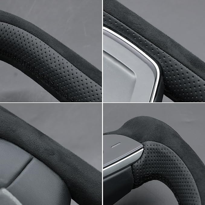 MEWANT Hand Stitched Tesla Model S Yoke Steering Wheel Cover Wrap for Tesla Model S 2021-2023 / Model X 2021-2023 Tesla Yoke Steering Wheel Accessories(3D Style)