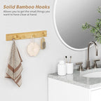 Forbena Natural Wood Coat Rack Wall Mount Set of 4, Wooden Wall Hooks for Bathroom Towels, Vertical Coat Hanger for Kids Room