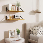 Deep Floating Shelves,24" Wx10 D Floating Shelf for Wall Set of 2,Hanging Storage Shelf with Metal Brackets,Wide Display Wall