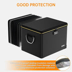 Fireproof Document Box,Hard Case File Organizer with Fireproof Zipper&Threads,Non-Foldable Filing Cabinet with Lock, Portable