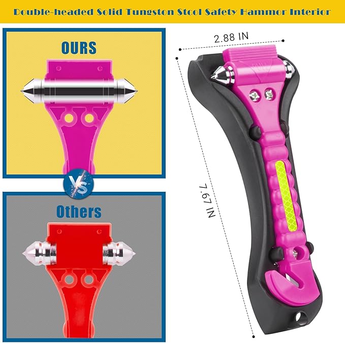 8PCS Car Window Breaker, Pink Window Breaker Seatbelt Cutter, Car Safety Hammer with One Second Emergency Glass Hammer, Safet