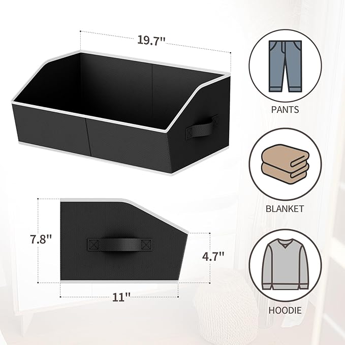 Homsorout Storage Bins for Shelves - Large Trapezoid Closet Shelf Organizer, Fabric Organization Bins with Handles, Storage B