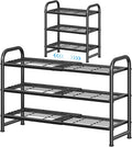 Simple Trending 3-Tier Expandable Shoe Rack, Stackable Shoe Shelf Storage, Metal Free Standing Shoe Organizer for Closet Entr