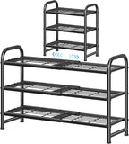 Simple Trending 3-Tier Expandable Shoe Rack, Stackable Shoe Shelf Storage, Metal Free Standing Shoe Organizer for Closet Entr