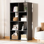 COMHOMA 8 Wood Cube Storage Organizer with Open Back and Removable Back Panels, 11In Black Cube Storage Bookshelf, Cubicle Sh