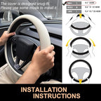 PINCTROT Nappa Leather Steering Wheel Cover for Tesla Model Y/3 Highland/Juniper, D Shaped 14 Inch Small Sized with Breathabl