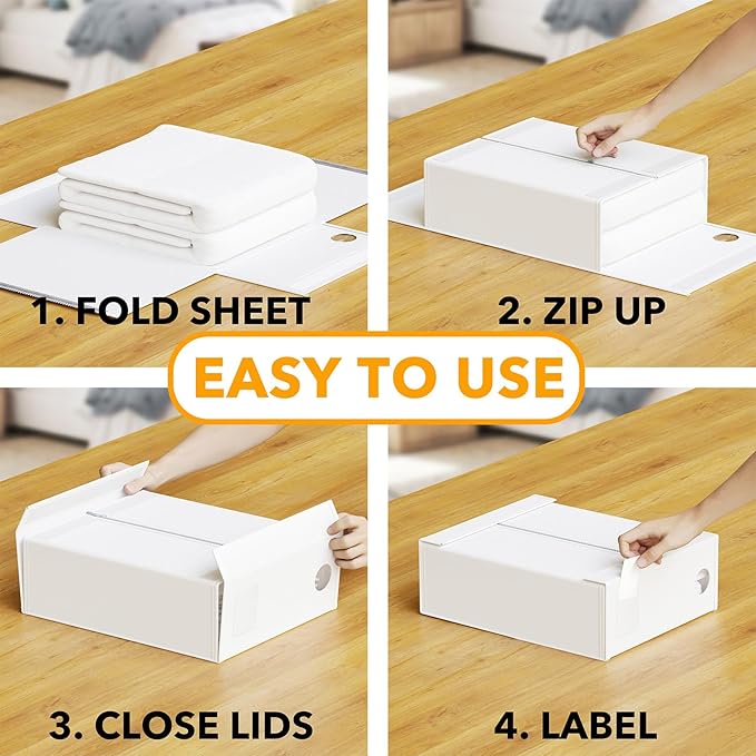 SpaceAid 3 Pack Bed Sheet Organizers and Storage, Foldable Sheet Organizer for Linen Closet, Sheets Set Folder Keeper with Wi