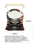 Car Trash Can, Durable Hanging Car Trash Garbage Bag, Cute Automotive Garbage Cans Organizer, American Flag Skull Print