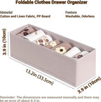 MURRI&MURRDI 6-Pack Foldable Fabric Sock Drawer Organizer, Small Dresser Drawer Organizer for Clothes, Storage Divider Bins f