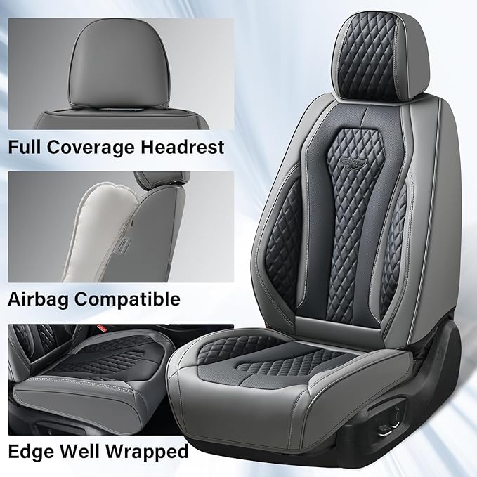 Coverado Car Seat Covers Front Pair, Black Seat Covers, Automotive Car Seat Cover, Car Seat Cushion, Car Seat Covers 2 Pack, 