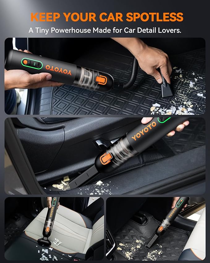 Car Vacuum, Handheld Vacuum Cordless with 21000Pa Powerful Suction & 3 Modes, 4-in-1 Portable Hand Held Mini Vacuum Cleaner R