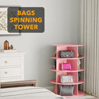 SpaceAid 4 Tier Rotating Shoe Rack Tower, Spinning Shoe Display Lazy Susan, Revolving 360 Shoe Rack Storage Round Carousel, V