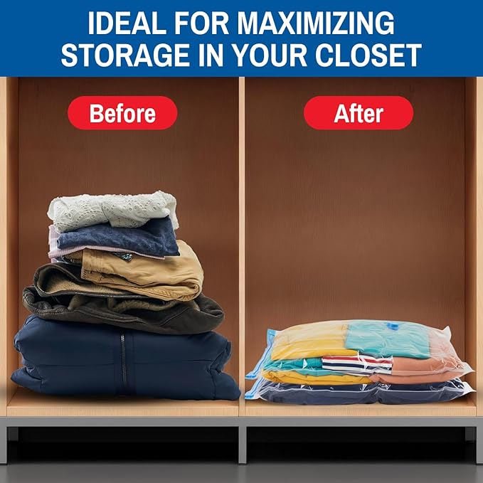 Spacesaver 4 Pack Large Vacuum Storage Bags for Comforters, Blankets & Clothes – Vacuum Sealed Compression Bags with Hand Pum