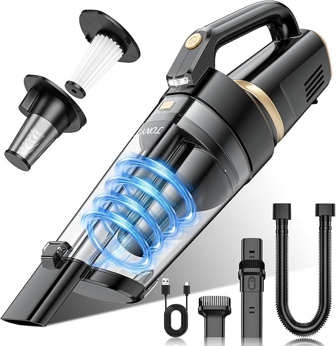 JONYJ Handheld Vacuum Cordless, 16000PA Strong Suction Hand Held Car Vacuum Cleaner, Portable Hand Vacuum Rechargeable with M