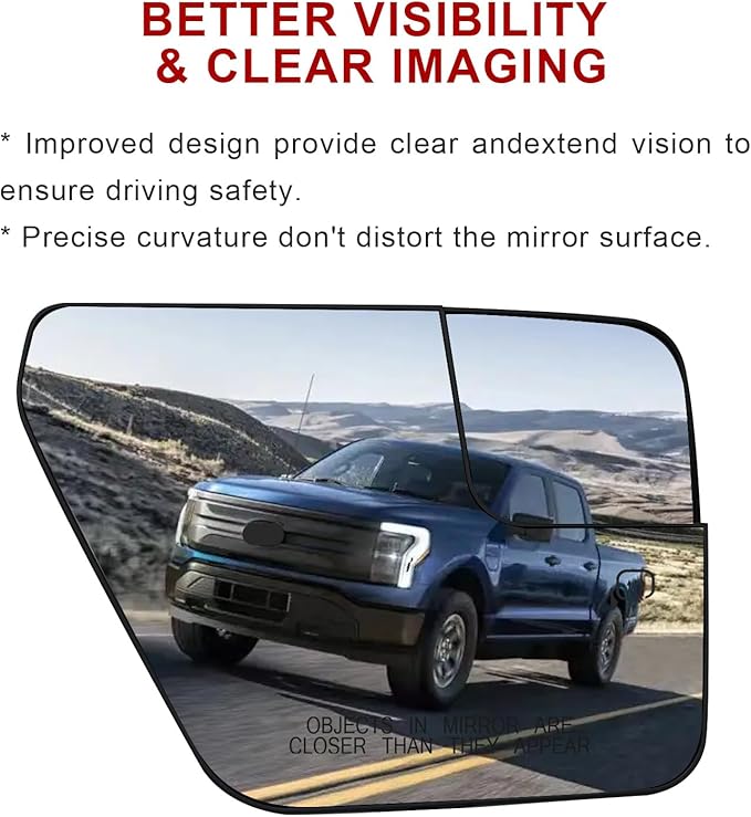 Passenger Side Mirror Replacement for Ford F150 2022 2023, Right Exterior Side Rearview Mirrors Glass, with Backing Plate, Po