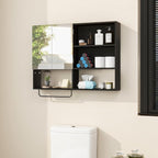 Medicine Cabinet, Wooden Bathroom Wall Cabinet with 2 Doors, Adjustable Shelves & Towel Bar, Over Toilet Storage Cabinet Wall