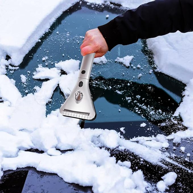 ZONETECH Heated Car Window Ice/Snow Scraper Extendable Auto Windshield Heated Scraper with LED Light,12V Electric Heating, Car Ice & Snow Removal Tool Christmas Gift Stocking Stuffer