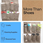 GORILLA GRIP Over the Door Shoe Organizer, 24 Large Breathable Mesh Pockets, Space Saving Hanging Storage Holder, Closet Rack