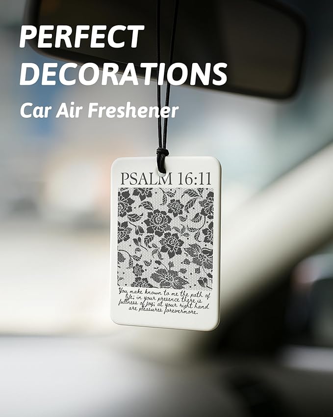 Dark Coquette Bow Floral Christian Car Air Freshener 4 Pcs, Preppy Girly Religious Hanging Air Freshener for Cars Closet Draw