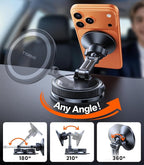 TORRAS 2026 Vacuum for Magsafe Car Mount【98+LBS Strongest Suction & Ultra Magnet】 Magnetic Phone Holders for Your Car, 360° Adjustable Car Phone Holder Mount for iPhone 17 Pro Max 16 15 14 13 12