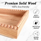 2-Tier Perfume & Makeup Organizer with 8 Jewelry Hooks, Eco-Coated Paulownia Wood Vanity Tray for Bathroom, Coffee Bar & Dres