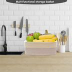 COMFY-HOMI 13" x 8.5" x 5.1" Storage Baskets for Organizing | Cotton Rope Woven Basket | Toy Storage Bin Box | Basket for She